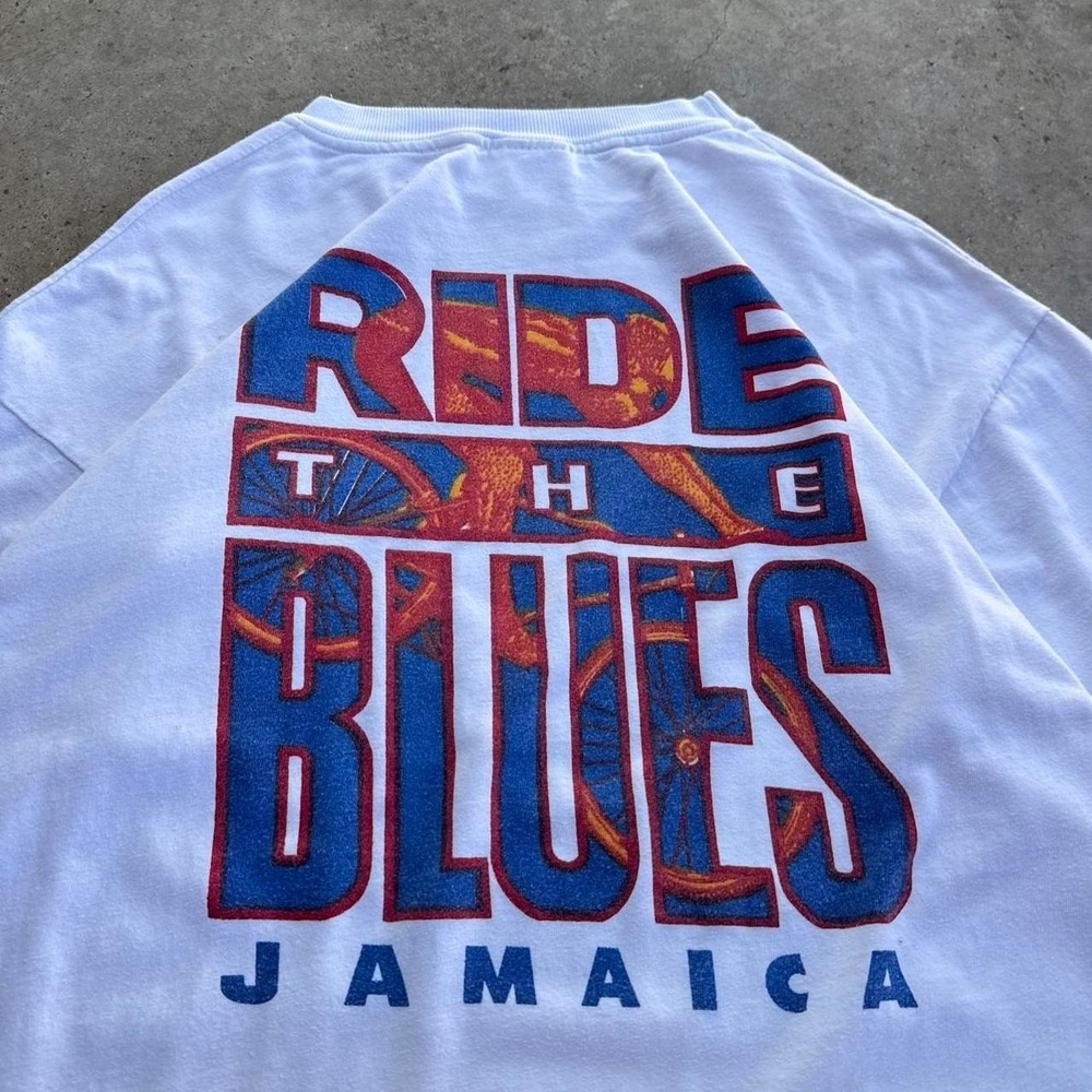 Vintage 90s Jamaica Ride The Blues Mountain XL 100% Cotton Single Stitch (d9)